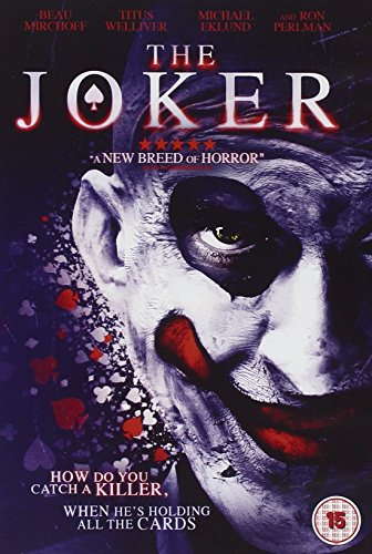 "The Joker DVD cover featuring a close-up of the Joker's face with red and white paint."