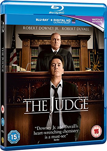 Blu-ray cover for "The Judge" featuring Robert Downey Jr. and Robert Duvall.