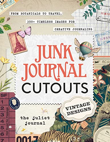 Book cover featuring vintage collage elements like stamps, flowers, and animals on textured paper.