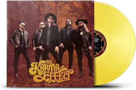 Vinyl record with album cover featuring a band of five men.