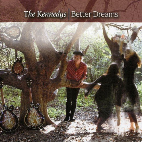 "Album cover with a man and dancing women in a forest, with guitars."