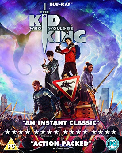 Blu-ray cover art for The Kid Who Would Be King featuring four young adventurers.
