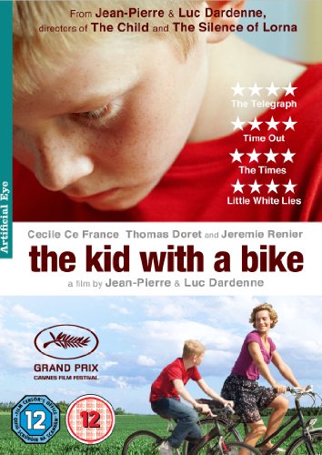 DVD cover for “The Kid With A Bike” featuring a boy and a bike.
