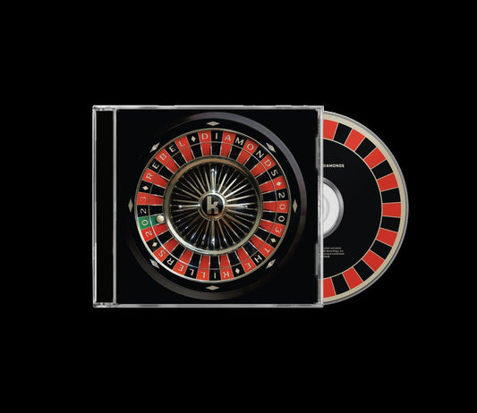 The Killers’ “Rebel Diamonds” CD case with a roulette wheel design.
