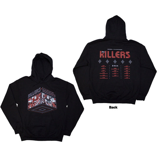 Black hoodie with The Killers' "Rebel Diamonds Tour '24" back print, size large.