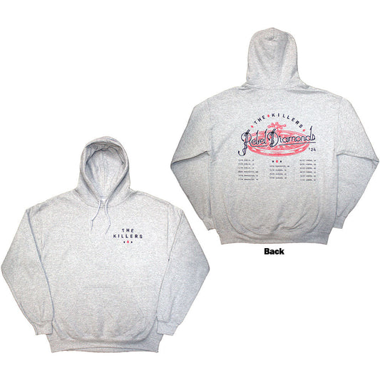 Grey unisex pullover hoodie featuring a roulette wheel graphic on the back.
