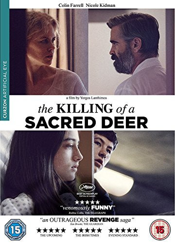 DVD cover for "The Killing of a Sacred Deer" with four character images.