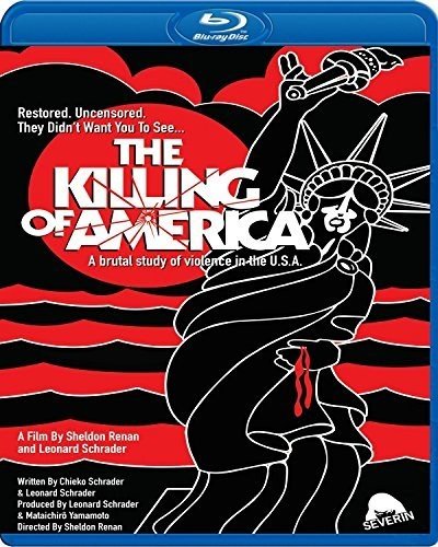 Blu-ray cover for "The Killing Of America" depicting Statue of Liberty with blood.