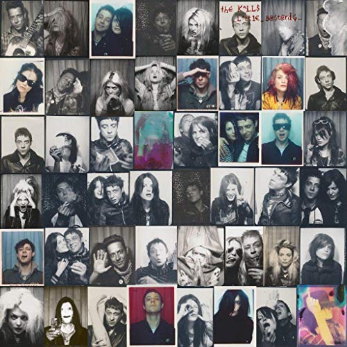 CD cover for The Kills’ “Little Bastards” featuring many black and white portraits.