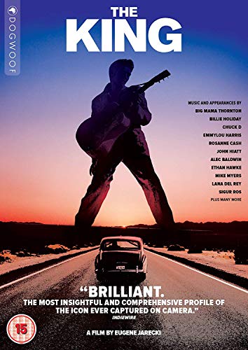 DVD cover for “The King” featuring Elvis silhouette and a car on a road.