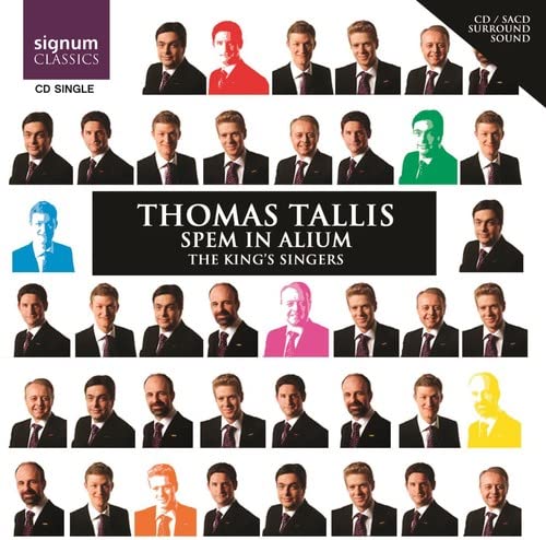 CD cover featuring portraits of The King’s Singers and text “Spem in alium”.