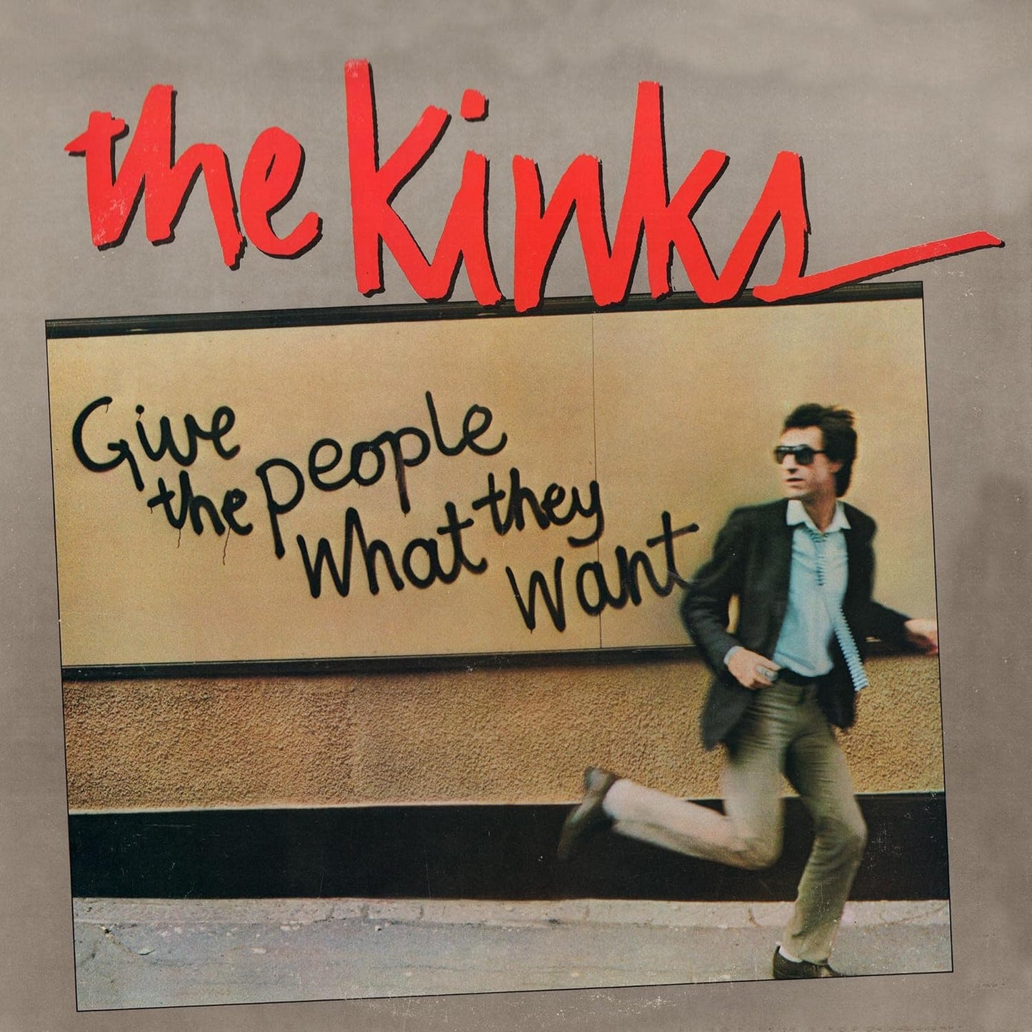 Album cover for The Kinks’ “Give the People What They Want” featuring a running man.