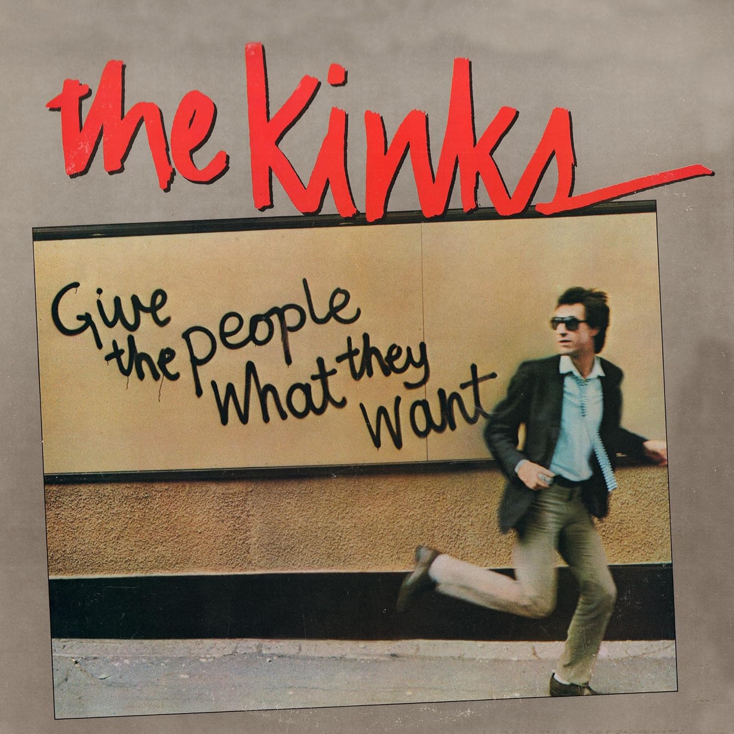 Album cover for The Kinks’ “Give the People What They Want” featuring a running man.