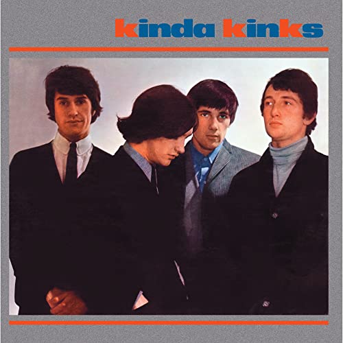 The Kinks' "Kinda Kinks" album cover featuring four men in suits.