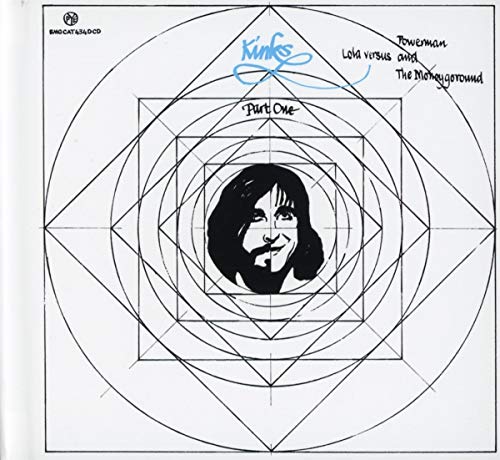 The image depicts a CD case and its contents. Alt text: "CD case with two discs and booklet, featuring The Kinks' album artwork."