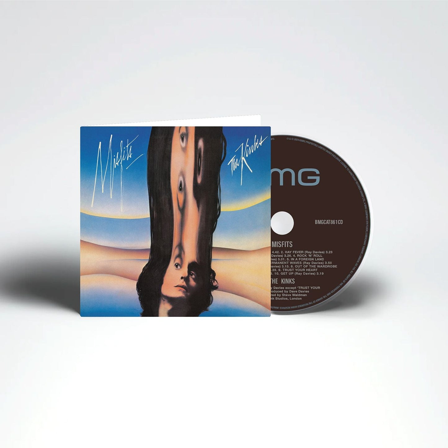 CD cover for The Kinks’ “Misfits” (2024 remaster) with blue and white design.