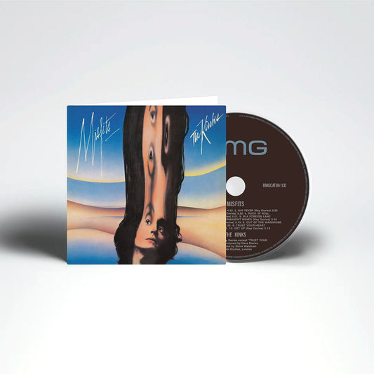 CD cover for The Kinks’ “Misfits” (2024 remaster) with blue and white design.