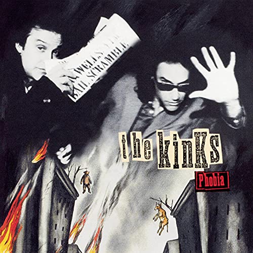 Black and white album cover featuring two men and burning buildings with text overlays.
