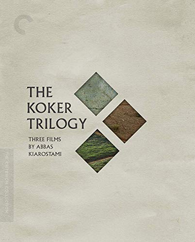 Blu-ray cover for “The Koker Trilogy” with diamond-shaped landscape images.