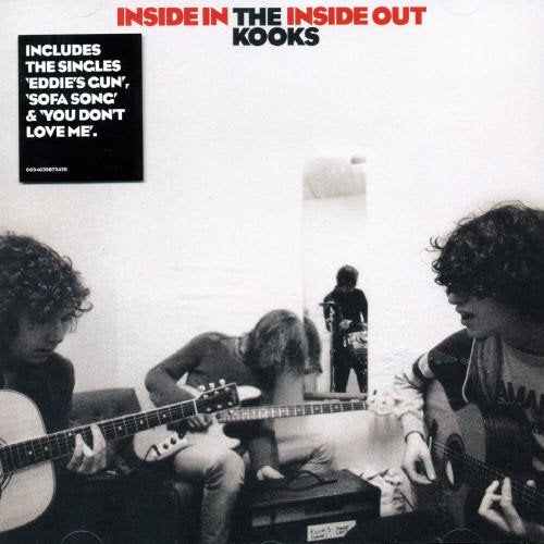 Black and white album cover featuring The Kooks playing instruments in a room.