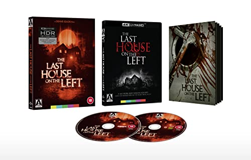 The Last House on the Left" UHD Blu-ray case, discs, and steelbook edition.