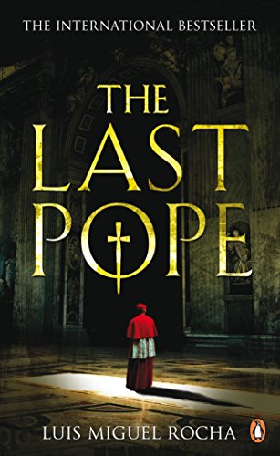 Book cover: "The Last Pope" with a figure in red facing a church archway.