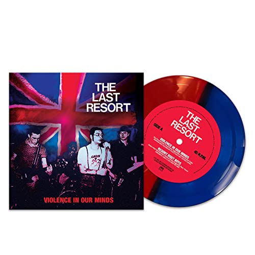 Album cover and red and blue split vinyl record for The Last Resort.