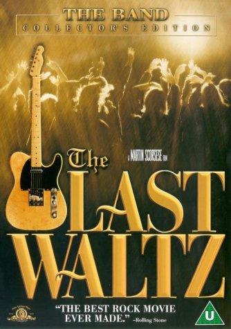 DVD cover for "The Last Waltz" featuring a guitar and silhouetted figures.