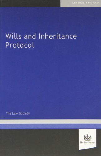 Blue book cover: "Wills and Inheritance Protocol, 1st edition" by The Law Society.