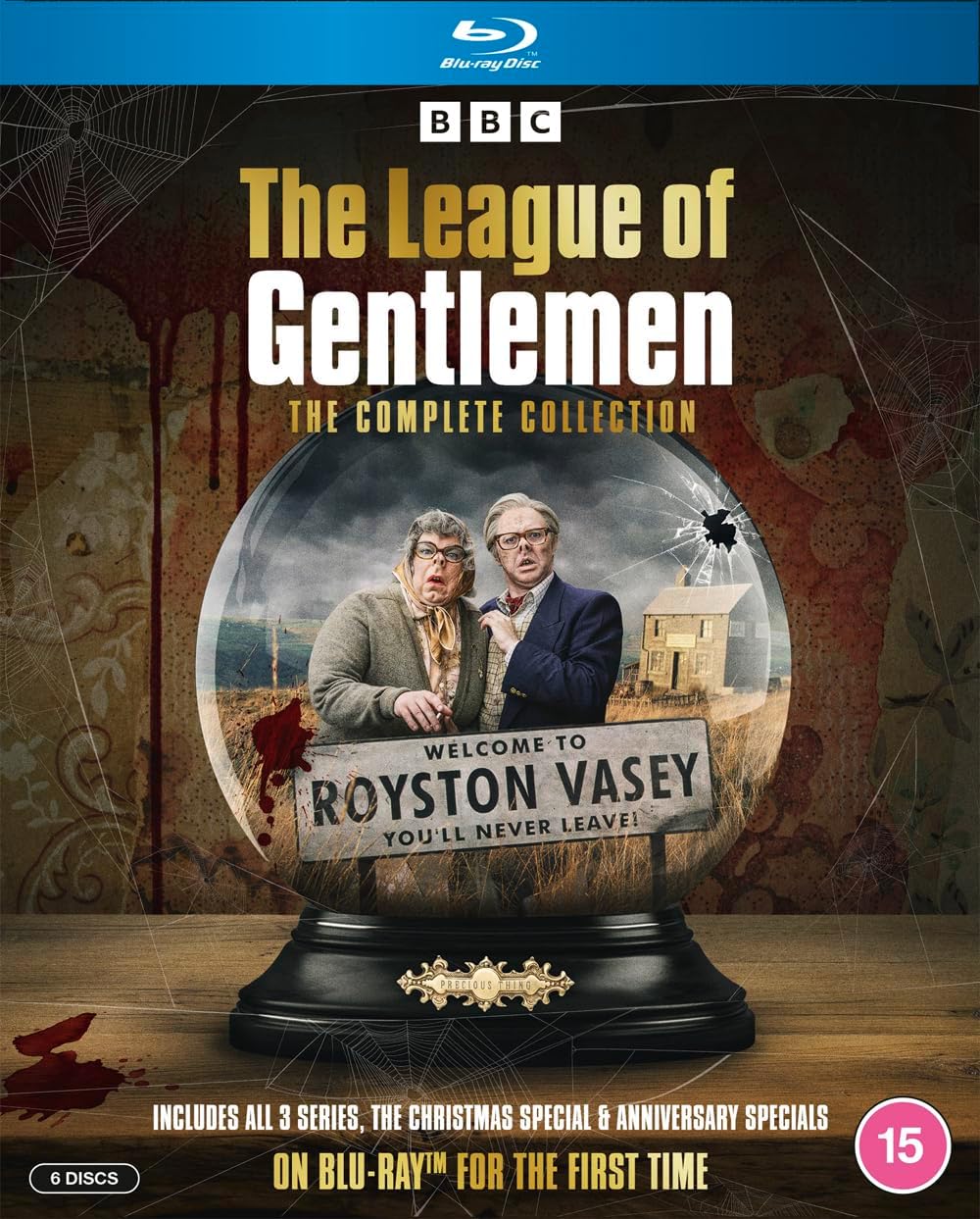 Blu-ray cover for "The League of Gentlemen" featuring characters in a snow globe.