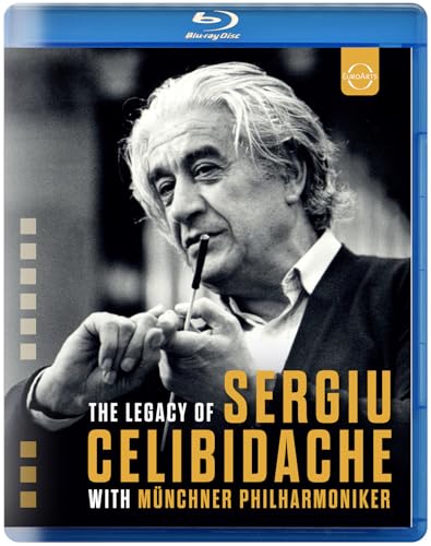 Blu-ray case featuring a portrait of conductor Sergiu Celibidache.
