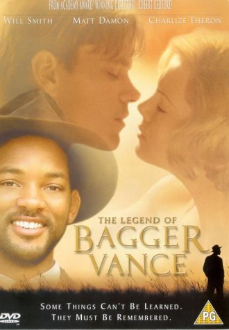 DVD cover for "The Legend of Bagger Vance" featuring Will Smith, Matt Damon, and Charlize Theron.