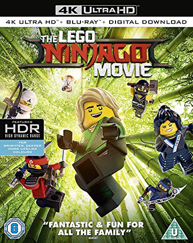 Blu-ray cover for "The Lego Ninjago Movie" featuring Lego ninja characters.
