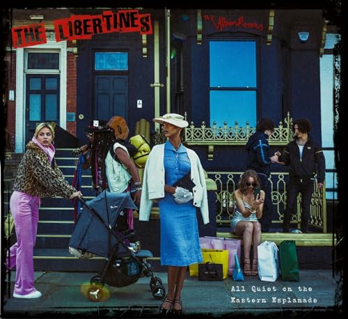 Album cover for The Libertines, featuring a group of people in front of houses.