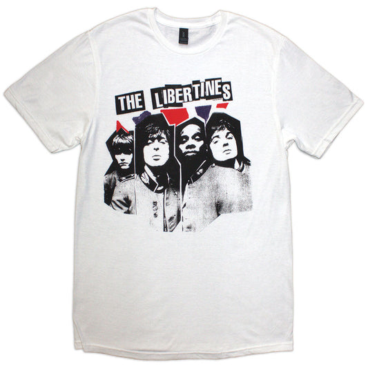 White unisex t-shirt featuring a black xerox-style RIP flag graphic on the front.