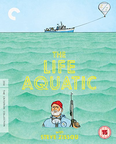 Illustrated cover of The Life Aquatic with Steve Zissou showing a man in water.