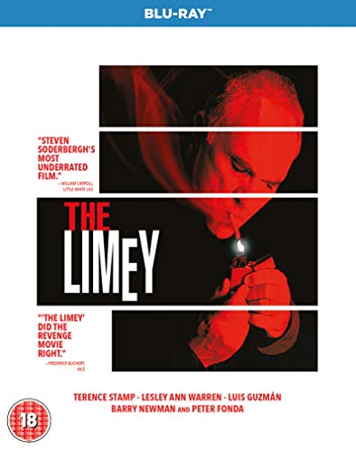 Blu-ray cover for The Limey featuring a man lighting a cigarette in red light.