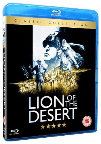 Blu-ray cover for "Lion of the Desert" featuring a man on horseback.
