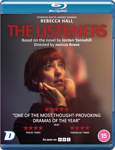 Blu-ray cover for "The Listeners" featuring Rebecca Hall in a close-up portrait.