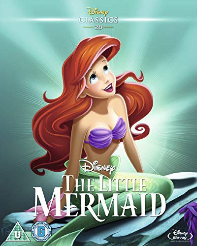 Ariel from The Little Mermaid on a Blu-ray cover against a teal background.