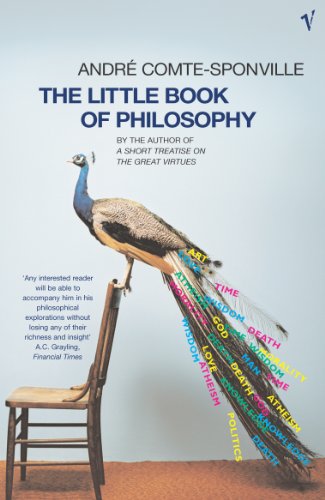 Book cover: "The Little Book Of Philosophy" featuring a peacock on a chair.