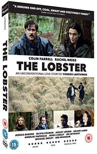 "The Lobster" DVD cover featuring a man and woman in a forest scene.