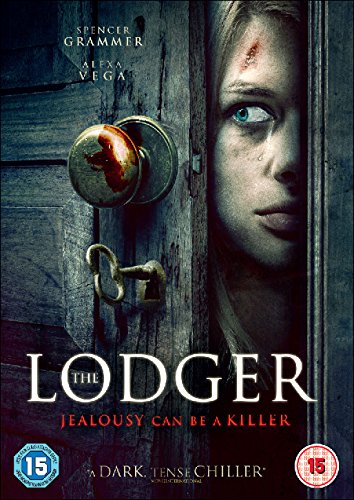 DVD cover for "The Lodger" featuring a young woman and a bloodied doorknob.