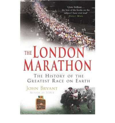 Book cover for “The London Marathon” with runners and seated figures.