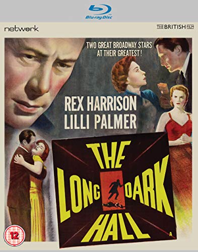 Blu-ray cover for The Long Dark Hall featuring Rex Harrison and Lilli Palmer.