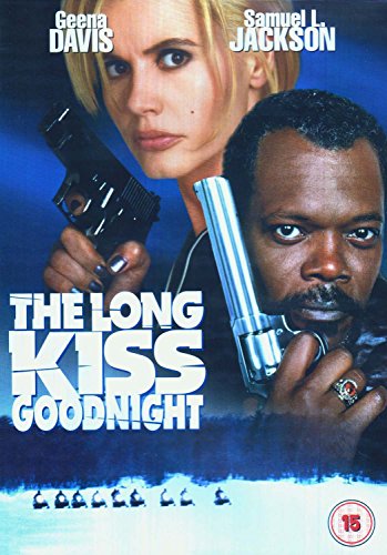 DVD cover for "The Long Kiss Goodnight" featuring Geena Davis and Samuel L. Jackson.