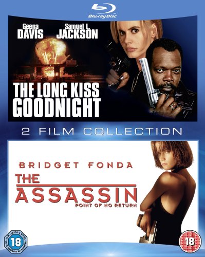 Blu-ray cover for "The Long Kiss Goodnight/The Assassin" with actors Geena Davis and Samuel L. Jackson.