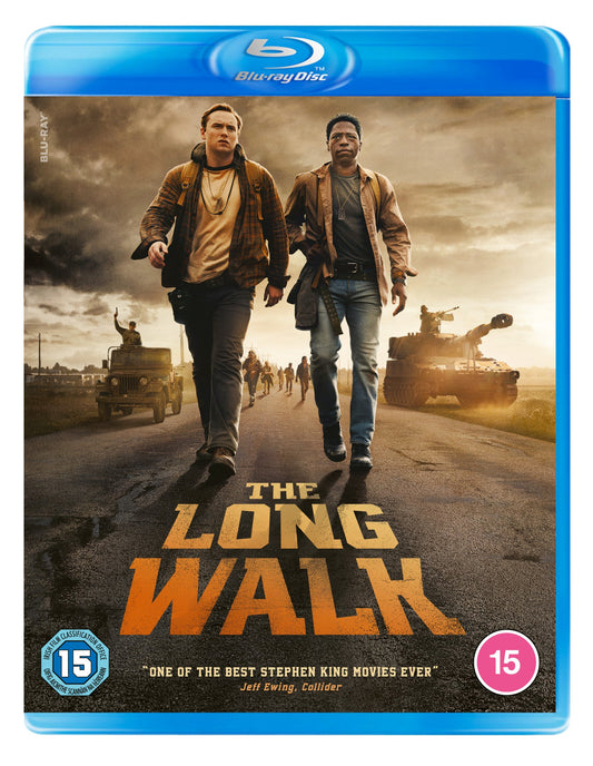 Blu-ray cover for "The Long Walk" featuring two men walking on a road.