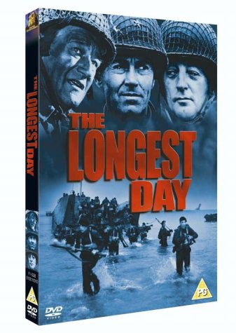DVD cover for "The Longest Day" featuring soldiers during wartime.