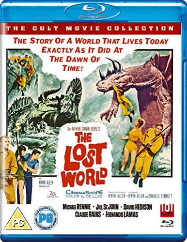Blu-ray cover art for The Lost World featuring dinosaurs and actors in a jungle.